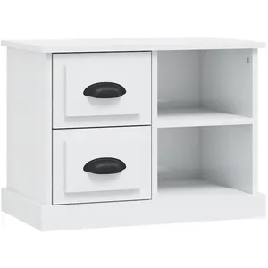 vidaXL Table de chevet blanc brillant 60x35,5x45 cm pas cher