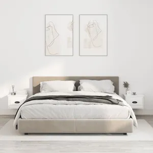 vidaXL Tables de chevet murales 2 pcs blanc brillant 41,5x36x28 cm pas cher