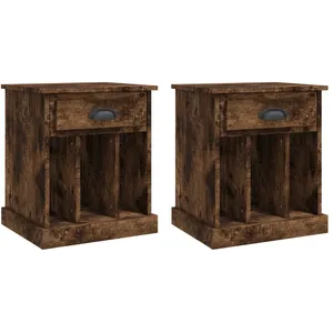 vidaXL Tables de chevet 2 pcs chêne fumé 43x36x50 cm pas cher