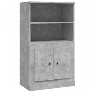 vidaXL Buffet haut gris béton 60x35,5x103,5 cm bois d'ingénierie pas cher