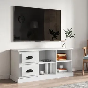 vidaXL Meuble TV blanc 102x35,5x47,5 cm bois d'ingénierie pas cher