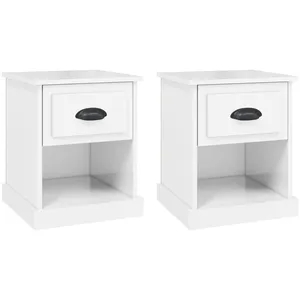 vidaXL Tables de chevet 2 pcs blanc brillant 39x39x47,5 cm pas cher