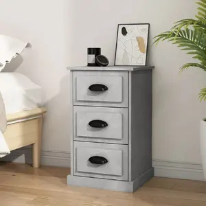 vidaXL Table de chevet gris béton 39x39x67 cm bois d'ingénierie pas cher