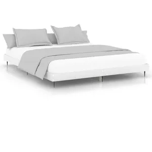 vidaXL Cadre de lit blanc 200x200 cm bois d'ingénierie pas cher