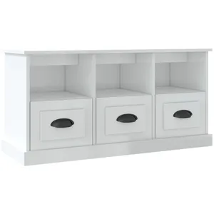 Comparateur de prix : vidaXL Meuble TV blanc brillant 100x35x50 cm bois d'ingénierie