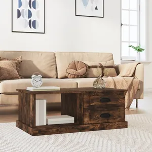 vidaXL Table basse Chêne fumé 90x50x35 cm Bois d'ingénierie pas cher