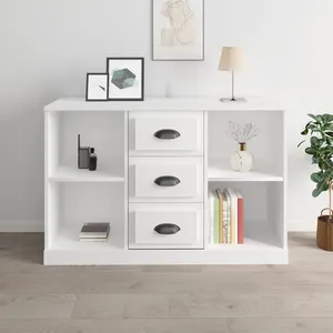vidaXL Buffet blanc brillant 104,5x35,5x67,5 cm bois d'ingénierie pas cher
