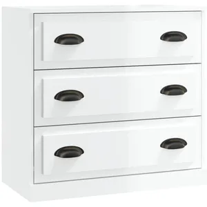 vidaXL Buffet blanc brillant 70x35,5x67,5 cm bois d'ingénierie pas cher