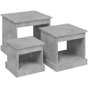 Comparateur de prix : vidaXL Tables basses 3 pcs gris béton bois d'ingénierie