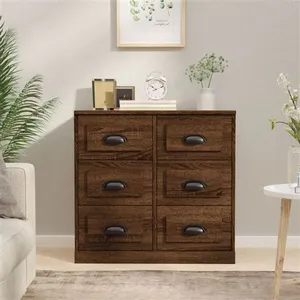vidaXL Buffet chêne marron 70x35,5x67,5 cm Bois d'ingénierie pas cher