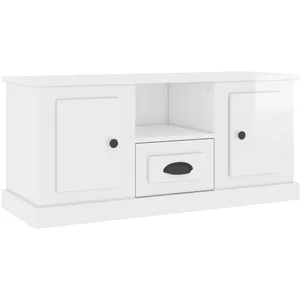 vidaXL Meuble TV blanc brillant 100x35,5x45 cm bois d'ingénierie pas cher