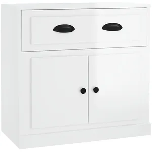 vidaXL Buffet blanc brillant 70x35,5x67,5 cm bois d'ingénierie pas cher