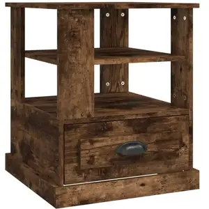 vidaXL Table d'appoint chêne fumé 50x50x60 cm bois d'ingénierie pas cher
