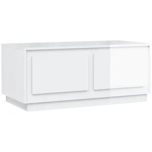 vidaXL Table basse Blanc brillant 102x50x44 cm bois d'ingénierie pas cher