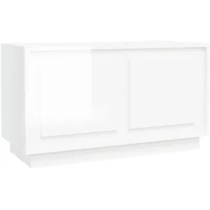 vidaXL Meuble TV blanc brillant 80x35x45 cm bois d'ingénierie pas cher