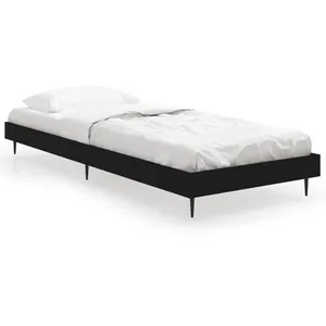 vidaXL Cadre de lit noir 75x190 cm bois d'ingénierie pas cher