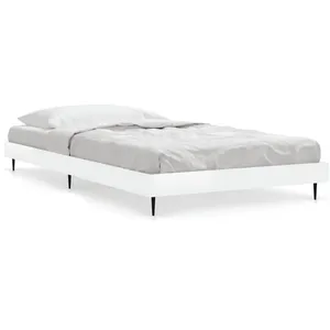 vidaXL Cadre de lit blanc brillant 90x190 cm bois d'ingénierie pas cher