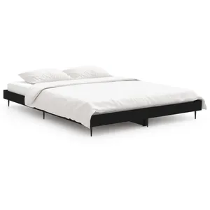 vidaXL Cadre de lit noir 140x190 cm bois d'ingénierie pas cher