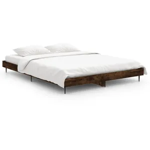vidaXL Cadre de lit chêne fumé 140x190 cm bois d'ingénierie pas cher