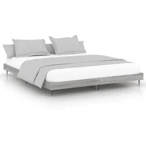 vidaXL Cadre de lit sonoma gris 160x200 cm bois d'ingénierie pas cher