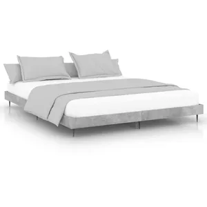 vidaXL Cadre de lit gris béton 120x200 cm bois d'ingénierie pas cher