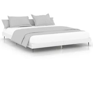 vidaXL Cadre de lit blanc brillant 120x200 cm bois d'ingénierie pas cher