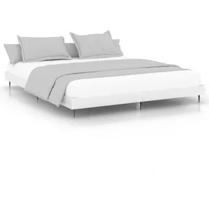 vidaXL Cadre de lit blanc brillant 160x200 cm bois d'ingénierie pas cher