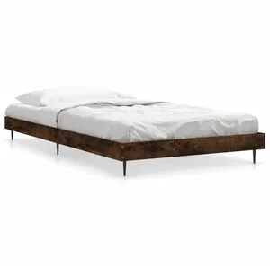 vidaXL Cadre de lit chêne fumé 90x200 cm bois d'ingénierie pas cher