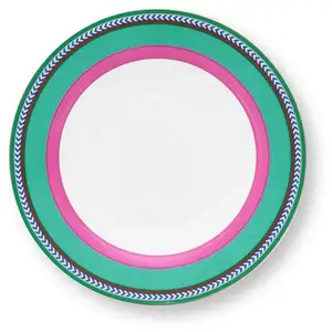 Lot de 6 Assiettes creuses Pip Chique Stripes Rose-Vert - 23,5cm Pip S... pas cher