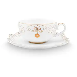 Paire tasse à thé (1 tasse + 1 sous-tasse) Royal Winter White - 225ml Pip Studio pas cher