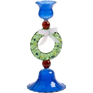 & klevering - Bougeoir Merry - Bleu - Verre soufflé bouche pas cher
