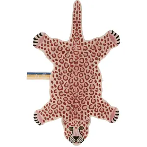 Doing Goods - Tapis léopard en laine Rose L pas cher