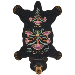 Non communiqué Doing Goods - Grand tapis en laine Ours noir pas cher