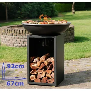 RJRoyal Living Plancha grill BBQ Amigo grillring met hoes en houtopsla... pas cher