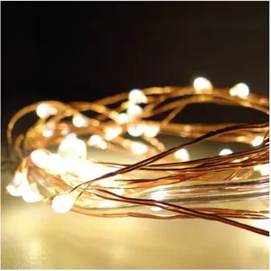 NULL Guirlande à Piles 40 Leds Blanc Chaud Câble Cuivré 2,20m pas cher
