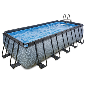 Comparateur de prix : EXIT Piscine tubulaire Stone pompe filtre à sable 5,4x2,5x1,22 m, gris