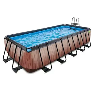 Comparateur de prix : Exit Piscine en bois 540x250x122cm avec pompe de filtration - marron