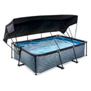 Comparateur de prix : Piscine EXIT Stone 220x150x65cm avec pompe filtrante et voile d'ombrag...