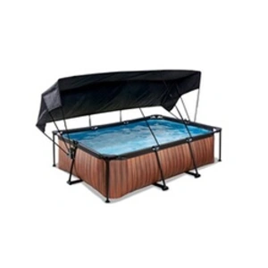 Comparateur de prix : Piscine tubulaire rectangulaire EXIT Wood 220x150x65cm avec pompe filt...