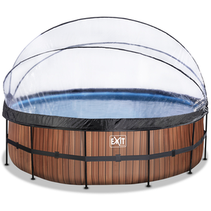 Piscine hors sol ronde noire 488x122cm + dôme et pompe à chaleur Exit pas cher