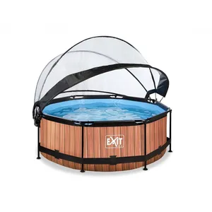 Comparateur de prix : Piscine tubulaire Wood ronde 2,44 x 0,76 m avec dôme - Exit Toys