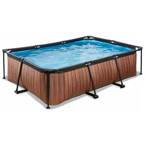 Piscine EXIT Wood 220x150x65cm avec pompe filtrante - marronVendu parcdiscount