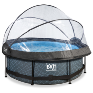 Comparateur de prix : EXIT Piscine tubulaire ronde Stone pompe à filtre cartouche 12V dôme...