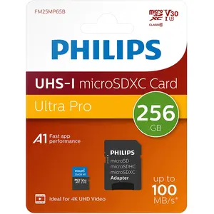 Comparateur de prix : Philips Carte Mémoire Avec Adaptateur Micro Sdxc 256gb Class 10 Uhs-i U3