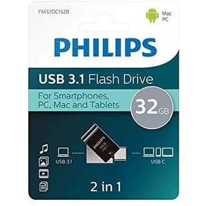 Clé USB - PHILIPS - 2 IN 1 NOIR 32GO - GB OTG USB C + USB 3.1 pas cher
