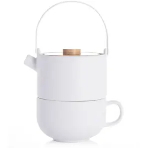 Bredemeijer Tea-for-one Umea blanc avec couv. bamboo 142007 pas cher