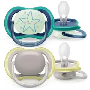 Avent Ultra Air Day & Night 6-18 mois - 2 sucettes - bleu/gris - Pour jour et nuit pas cher