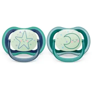 Sucettes orthodontiques Avent - Scf376-21 - Nuit 6-18M - Bleu pas cher