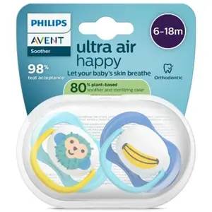 Avent Sucette Ultra Air jour 6-18M Mix x2, sans BPA pas cher