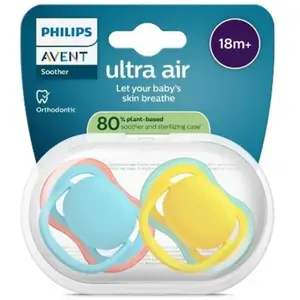 Comparateur de prix : Avent Lot de 2 sucettes Ultra Air 18m+ Orthodontiques - Uni mix
